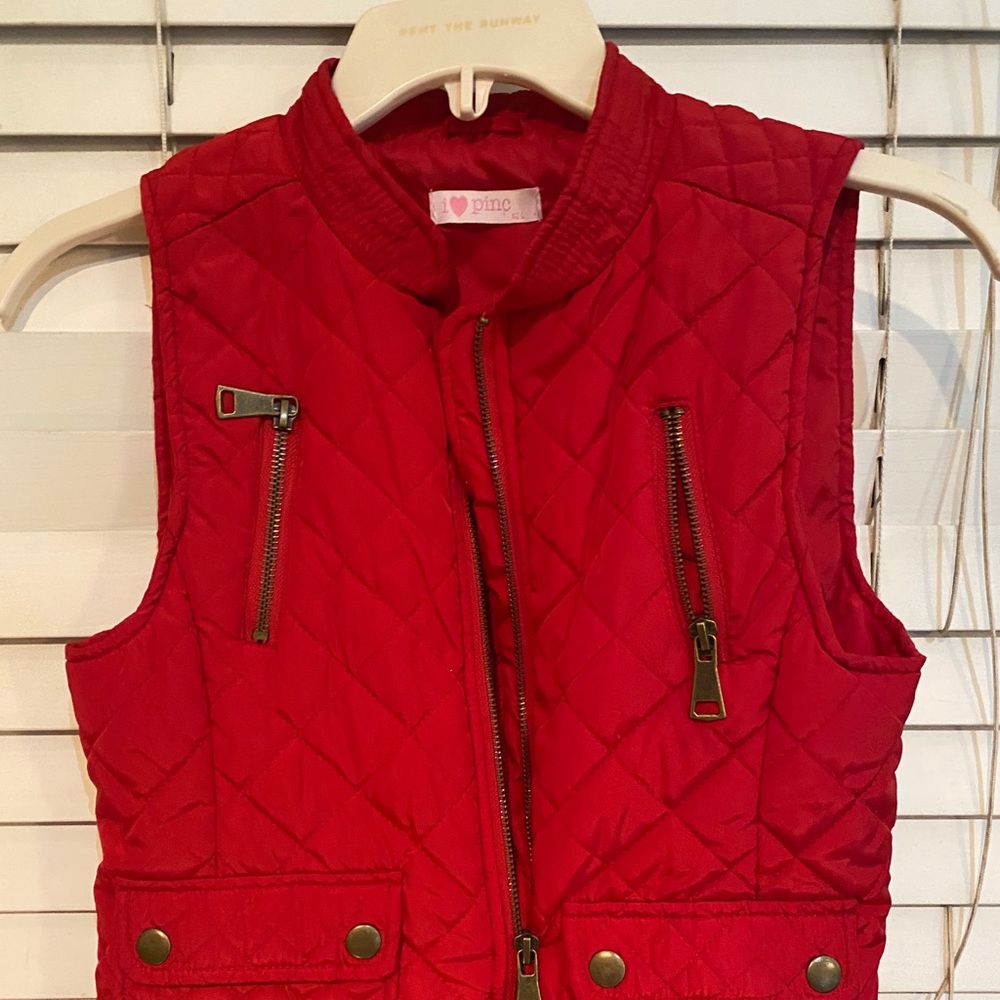 Girls Red Puffer Vest Large